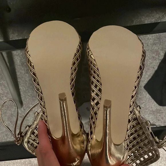 Shoe Dazzle Gold Lace Up Heels Size 9.5‎ - Picture 7 of 7